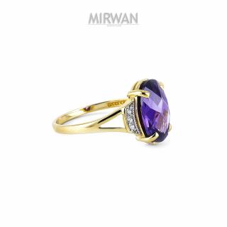 Złoty pierścionek z fioletowym oczkiem MIRWAN.PL