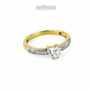 Złoty pierścionek z kamieniem w kształcie serca MIRWAN.PL