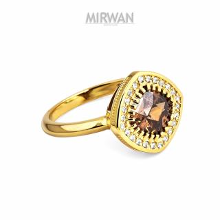 Złoty pierścionek z kawowym oczkiem MIRWAN.PL