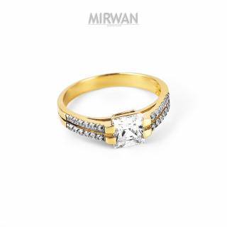 Złoty pierścionek z kwadratowym oczkiem MIRWAN.PL