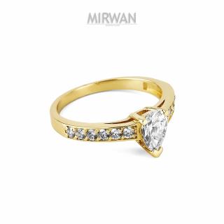 Złoty pierścionek  z oczkiem w kształcie łezki MIRWAN.PL