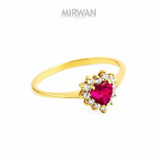 Złoty pierścionek z rubinowym sercem MIRWAN.PL