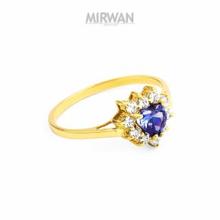 Złoty pierścionek z tanzanitowym sercem MIRWAN.PL