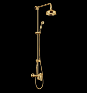 Art Deco System prysznicowy natynkowy z baterią złoty Omnires zestaw prysznicowy złoty