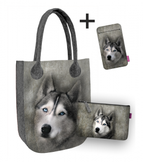 3 za 1 - Torba City Husky + kosmetyczka + etui na smartfon