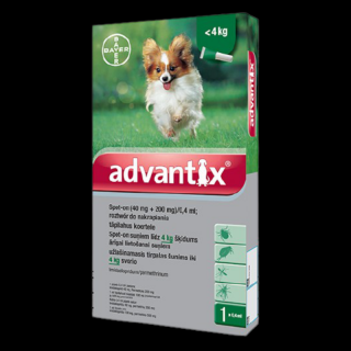 ADVANTIX SPOT-ON dla psów poniżej 4 kg (40 MG + 200 MG)/0,4 ML 0,4 ML X 1 PIPETA