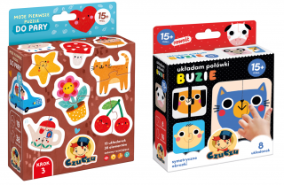 2w1 CzuCzu Układam połówki Buzie 15 m.+ Moje pierwsze puzzle Do pary 15 mies.+