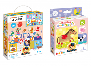 2w1 CzuCzu Układam zwierzątka + Puzzle Co robimy W domu 2+ 3+