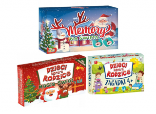 3W1 MAGIA ŚWIĄT + MEMORY NA ŚWIĘTA + DZIECI KONTRA RODZICE  ZAGADKI 4+