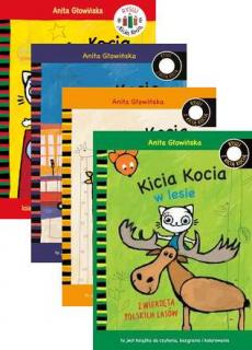 4w1 Kicia Kocia i święta + w Afryce + w lesie Zwierzęta + w mieście - 4 kolorowanki RYSUJ Głowińska