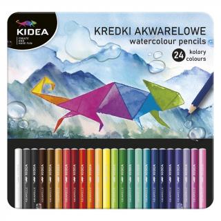 Kredki akwarelowe w metalowym pudełku 24 kolory Kidea