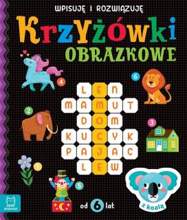 Krzyżówki obrazkowe z koalą. Od 6 lat. Wpisuję i rozwiązuję