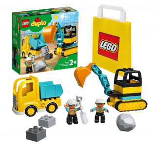 Lego DUPLO 10931 Ciężarówka i koparka gąsienicowa + LEGO Torba papierowa średnia 6315792