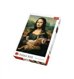 Puzzle Mona Lisa i kot Mruczek 500