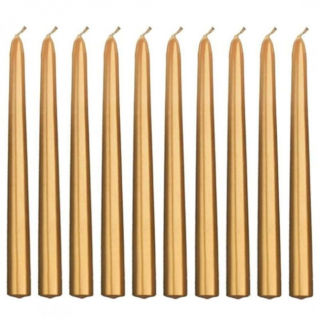 Świeca stożkowa złota 24cm 10szt