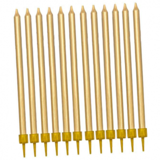 Świeczki urodzinowe gładkie złote 12,5cm 12szt