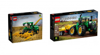 [Zestaw] Lego TECHNIC 42136 Traktor John Deere 9620R 4WD + Lego TECHNIC 42168 John Deere 9700 Forage Harve...
