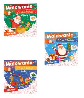 [Zestaw] Malowanie-doklejanie Renifer + Mikołaj + Choinka