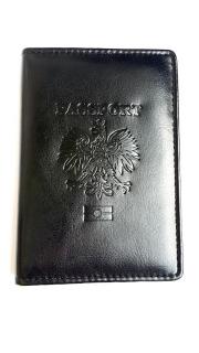 Okładka na paszport, etui na paszport, czarna z czarnym przeszyciem