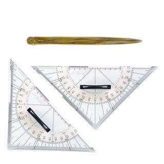 Zestaw nawigacyjny 2 trójkąty 25 cm i przenośnik nawigacyjny 18 cm