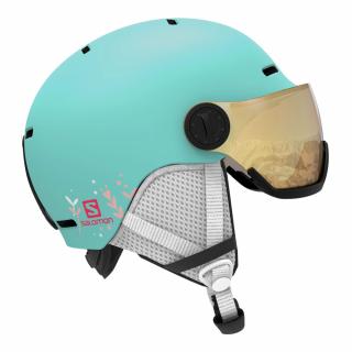 Kask narciarski dziecięcy Salomon Grom Visor Aruba Glossy