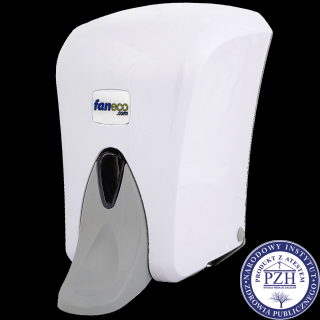 Dozownik łokciowy do mydła w płynie Faneco POP 1000 ml, białe tworzywo ABS