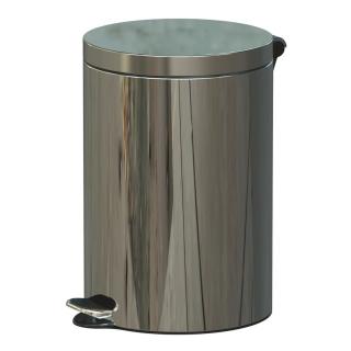 Kosz metalowy otwierany przyciskiem pedałowym 20l Sanitario, stal nierdzewna polerowana