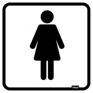 Oznaczenie toalety damskiej biało-czarne