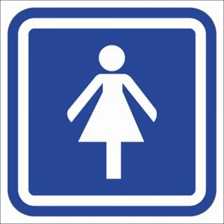 Oznaczenie toalety damskiej biało-niebieskie