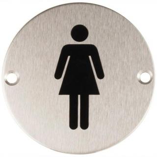 Oznaczenie toalety damskiej metalowe okrągłe mocowane na wkręty