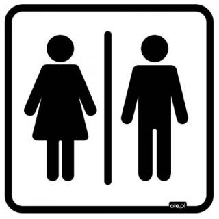 Oznaczenie toalety damsko-męskiej biało-czarne