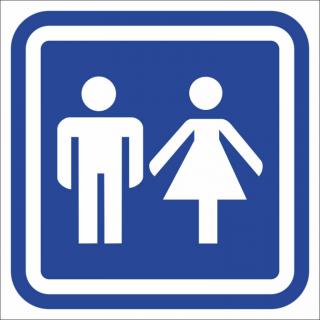 Oznaczenie toalety damsko-męskiej biało-niebieskie