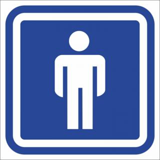 Oznaczenie toalety męskiej biało-niebieskie