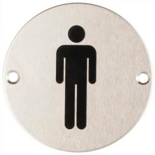 Oznaczenie toalety męskiej metalowe okrągłe mocowane na wkręty