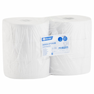 Papier toaletowy Merida Optimum 6 rolek 2 warstwy 210 m średnica 23 cm biały makulatura