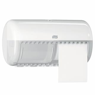 Pojemnik na dwie rolki papieru toaletowego Tork, białe tworzywo ABS