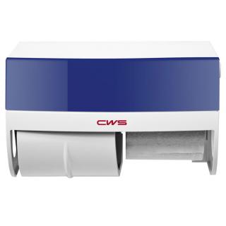 Pojemnik na papier toaletowy 2 rolki CWS Hygiene, biało-granatowe tworzywo ABS