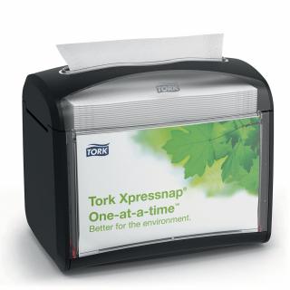 Pojemnik na serwetki w składce na stolik Tork Xpressnap pojemność 275 szt. czarne tworzywo ABS