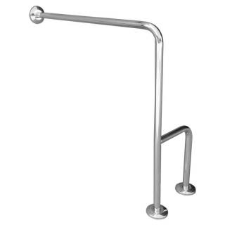 Uchwyt dla niepełnosprawnych mocowany do podłogi i ściany lewy Faneco ⌀ 32 mm, 80 cm, stal nierdzewna polerowana