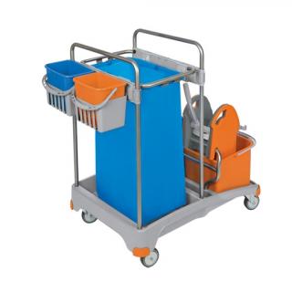 Wózek do sprzątania dwuwiaderkowy 2 × 20 litrów, 2 wiadra 6 litrów, wyciskarka, worek 120 litrów Splast