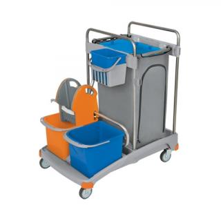 Wózek do sprzątania dwuwiaderkowy 2 × 20 litrów, wiadro 6 litrów, wyciskarka, worek osłonowy 120 litrów Splast