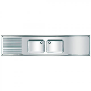 Zlew dwukomorowy gospodarczy KWC 600 × 1000 × 2600 mm stal