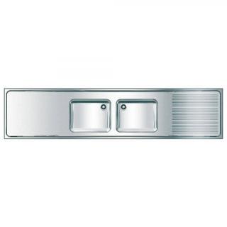 Zlew dwukomorowy gospodarczy KWC 600 × 1000 × 2600 mm