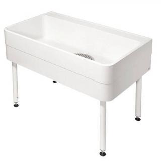 Zlew gospodarczy KWC z półką i osadnikiem szlamu KWC 1100 × 300/800 × 700 mm, biały