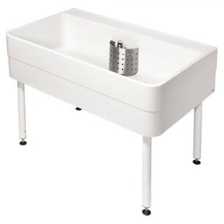 Zlew gospodarczy KWC z półką i przelewem rurkowym KWC 1100 × 300/800 × 700 mm biały