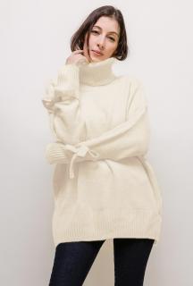 Sweter oversize z wiązanymi mankietami ecru