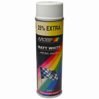 Motip lakier akrylowy biały matowy spray 500ml.