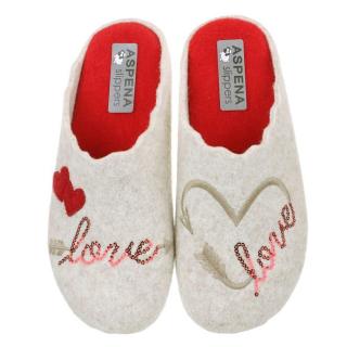 Pantofle damskie Aspena Slippers 18-65456 CRUDO Aspena 18-65456 CRUDO pantofle damskie beżowe