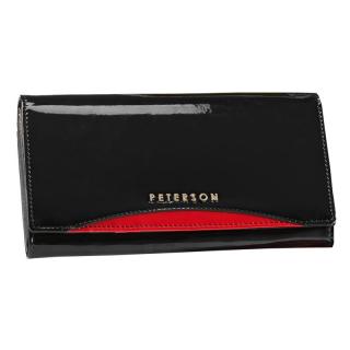 Peterson PTN BC-466-BLACK/RED RFID  portfel damski skórzany czarny Peterson PTN BC-466-BLACK/RED RFID  portfel damski skórzany czarny