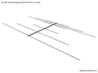 ANTENA TRI-BAND YAGI DK7ZB 50/70/144 MHz 2+2+3el. 120cm